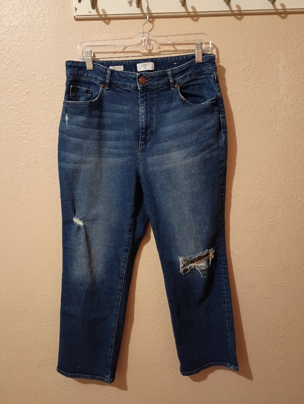 LOFT Size 12 Petite Dark Blue Curvy High Rise Jeans
